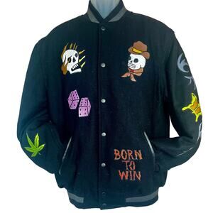 CONEY ISLAND PICNIC Artist Designed Graphics Street Wear Wool Bomber Jacket